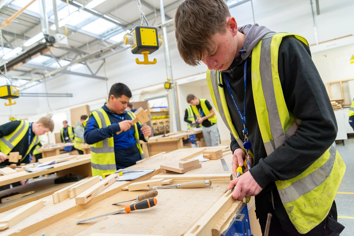 Carpentry student in the workshop